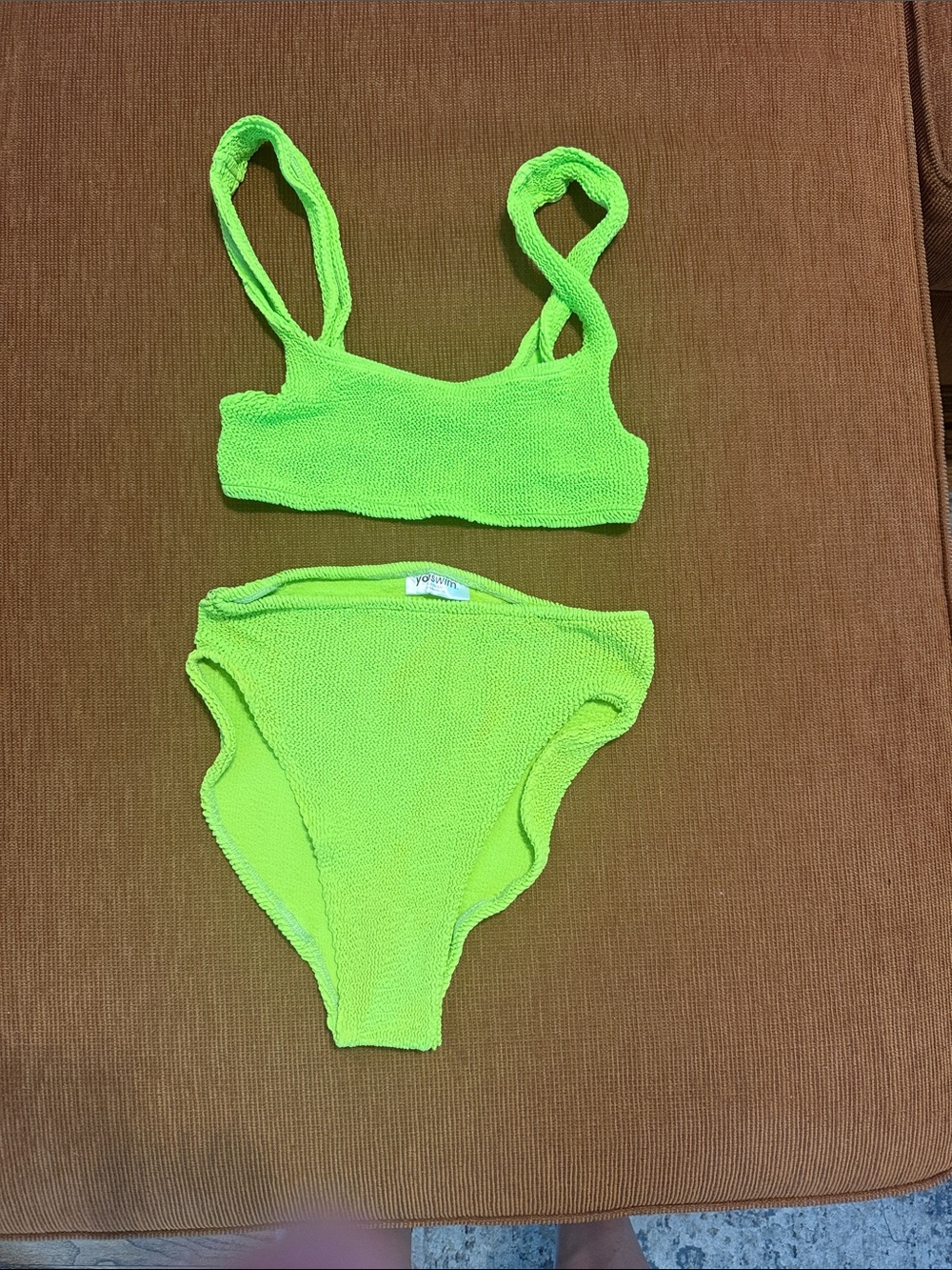 Youswim Aplomb High Waisted Stretch 1 - Neon Green Textured Women’s Bikini Set